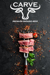 Carve Premium Ontario Beef Logo with Beef on Fork